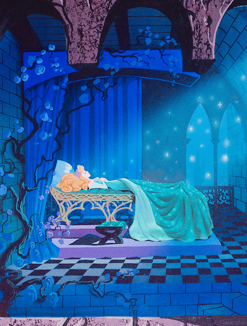
Sleeping Beauty Castle Walkthrough concept art, by Eyvind Earle.
