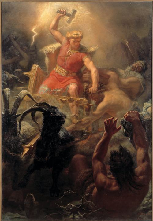 Tors strid med jättarna (&#8220;Thor’s battle with the Giants&#8221;) by Swedish painter Mårten Eskil Winge, painted in 1872.