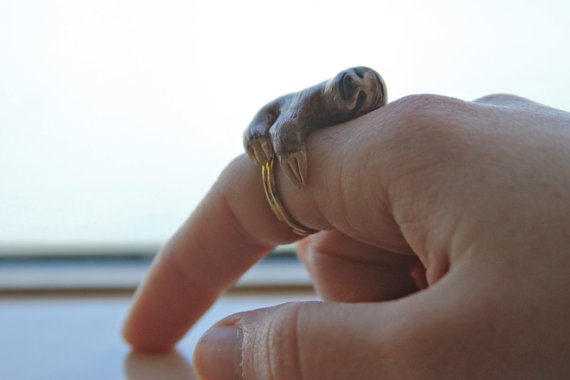 (via Sloth Ring Made To Order by CuriousBurrow on Etsy)