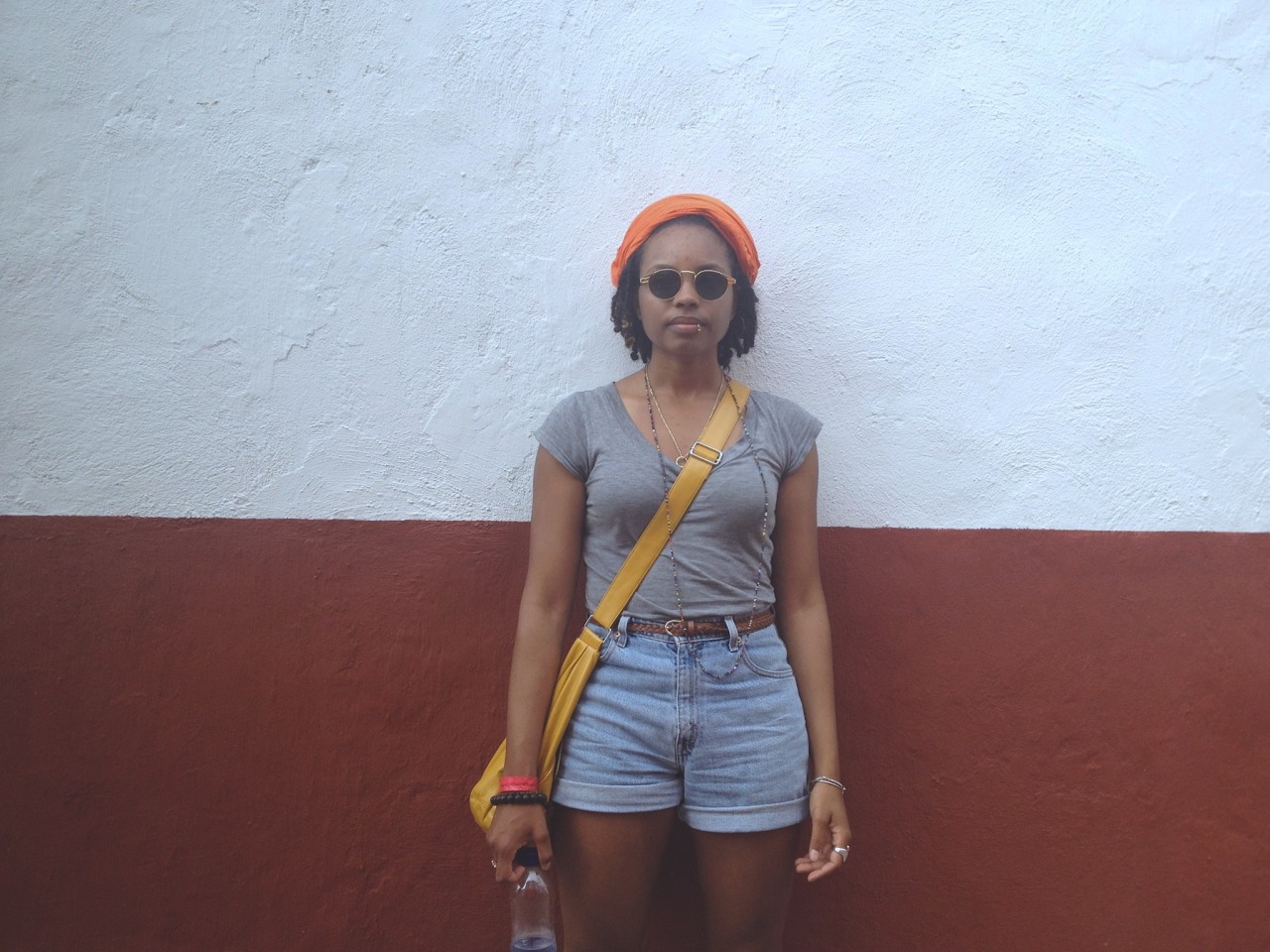 Shirt: Forever21 Shorts: Vintage Levi Shoes: Birkenstock Shades: vintage Headwrap: thrifted Bracelets &amp; Necklace: thrifted Bag: thriftedAsh Arder, 25, Detroitsolesxfire.tumblr.comPhoto taken on streets of Cartagena, Colombia