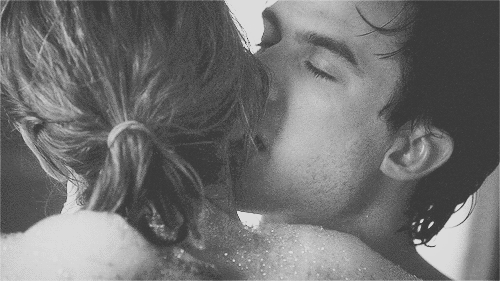The Vampire Diaries Damon kissing an ear