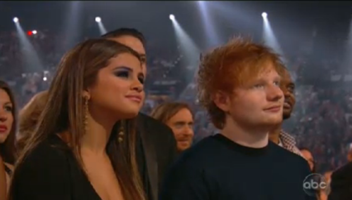 Another picture of Selena and Ed Sheeran sitting next to each other at the BBMAs