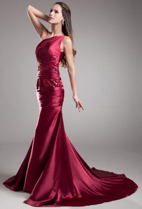 Amazon.com: GEORGE BRIDE Women\'s One Shoulder Beaded Satin Long Dress: Clothing