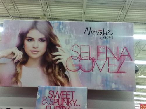 Selena Gomez’s poster for her nail polish line by Nicole by OPI in Wal-mart