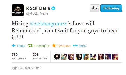 Rock Mafia has announced that &#8220;Love Will Remember&#8221; is a new song on Selena&#8217;s new album!