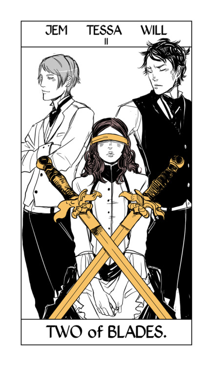 This seemed appropriate today. The two of blades/swords from Cassandra Jean&#8217;s Shadowhunter Tarot, representing &#8220;an impossible choice.&#8221;