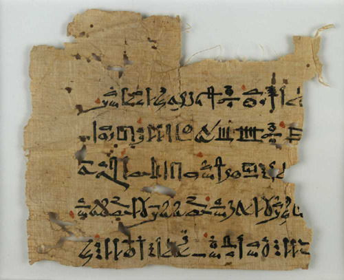 centuriespast:

Unknown, Egyptian
Fragment of a Hymn from the Book of the Dead, New Kingdom, Dynasty 19-20 (1295-1069 BCE), 1295 BCE - 1069 BCEEgyptianPapyrus, ink
Memorial Art Gallery
