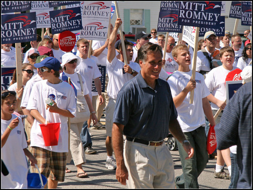 Mitt Romney in a crowd of white people