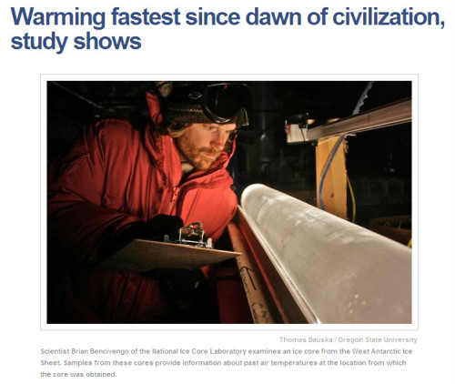 NBC News - 'Warming fastest since dawn of civilization, study shows'