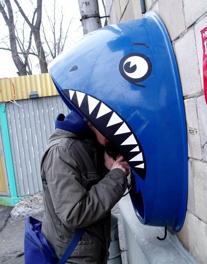 Renald turns random phone booths into sharks