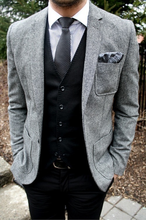 Gray Suits with Black Dress Shirts