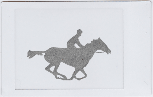 Untitled (Horse and Jockey on Newsprint and Polaroid) by Daniel K. Osborne, 2013