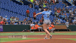 mlb:    Carly Rae Jepsens first pitch was, um, not great.    Hey, I just met you And this is crazy But heres my WORST FIRST PITCH EVER!So call me, maybe?