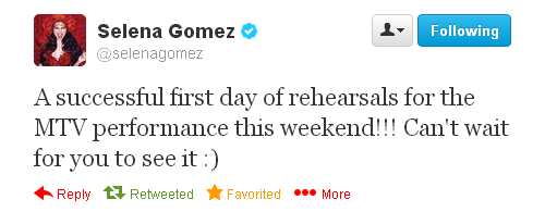 Selena had her first day of rehearsals for MTV’s Movie Awards!