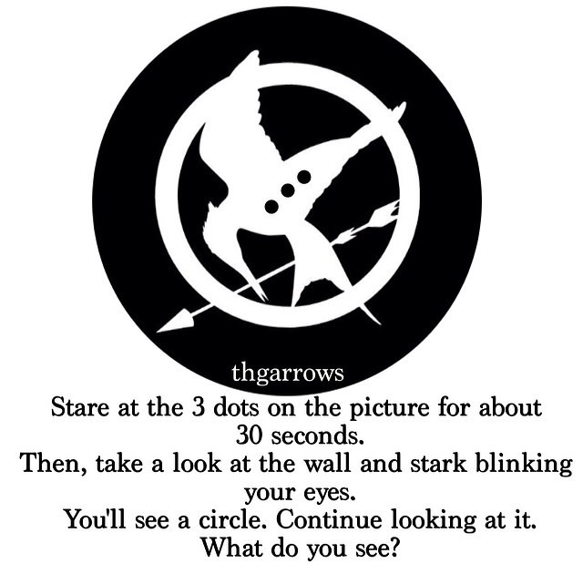Here is an illusion with the Mockingjay symbol!