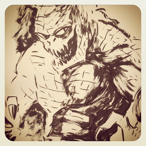 #KillerCroc #doodle at #AppleseedCominCon. Totes forgot to take pix of most commissions….