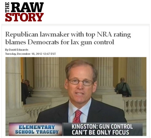 Raw Story - 'Republican lawmaker with top NRA rating blames Democrats for lax gun control'