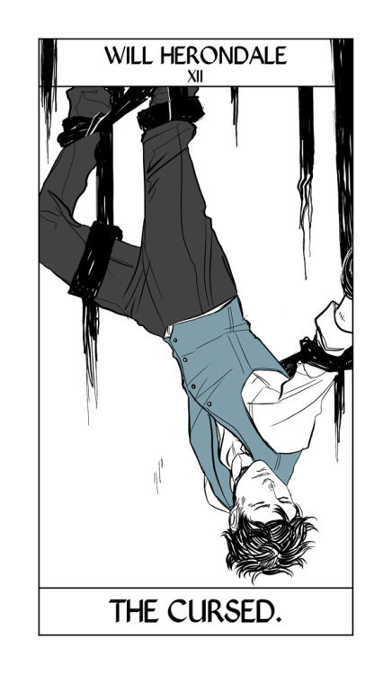 More of Cassandra Jean&#8217;s Shadowhunter Tarot!  We&#8217;re further into the Arcana, with the characters from other series showing up. Here Will takes the place of the Hanged Man, bound in an impossible situation.