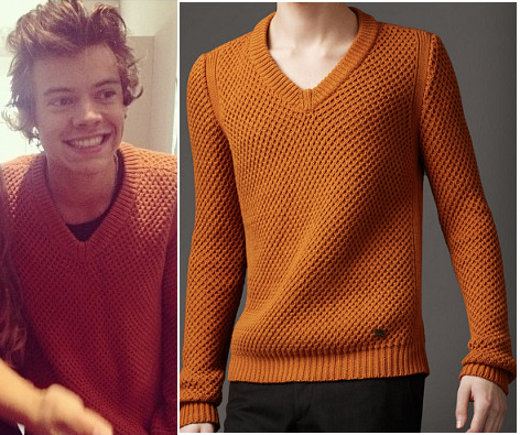 Harry wore this orange jumper while out in London this week (September 2013)
Burberry - £395