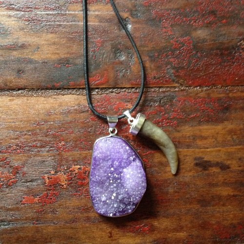 I can&#8217;t believe these are from a craftstore! :) #michaels #craft #drusypendant #druzy #druzypendant #amethyst #agate #hornpendant @michaels #style #boho #bohemian #jewelry #necklace