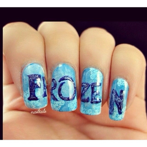 #frozen#nails#nailart#blue#darkblue#white#followme#getmeto300foll...