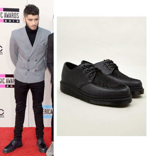 Zayn seems to have a Dr Marten&#8217;s obsession as he wore these creeper shoes at the AMA&#8217;s in Los Angeles last night (24th November 2013)
Dr Martens - £135