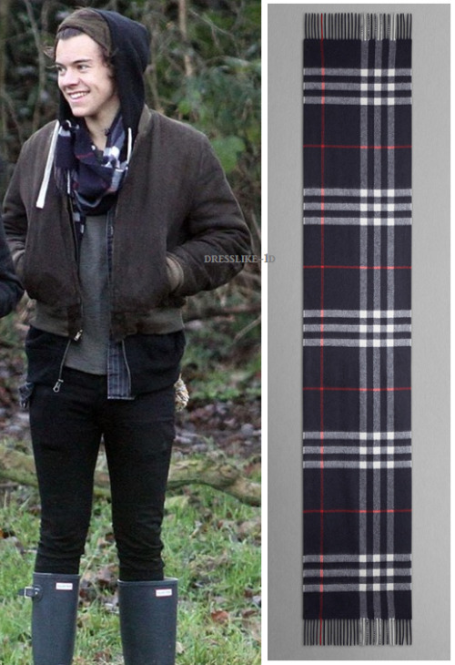 Harry was also wearing this Burberry scarf while on a dog walk with Ben Winston&#8217;s family (December 2013)
Burberry - £295