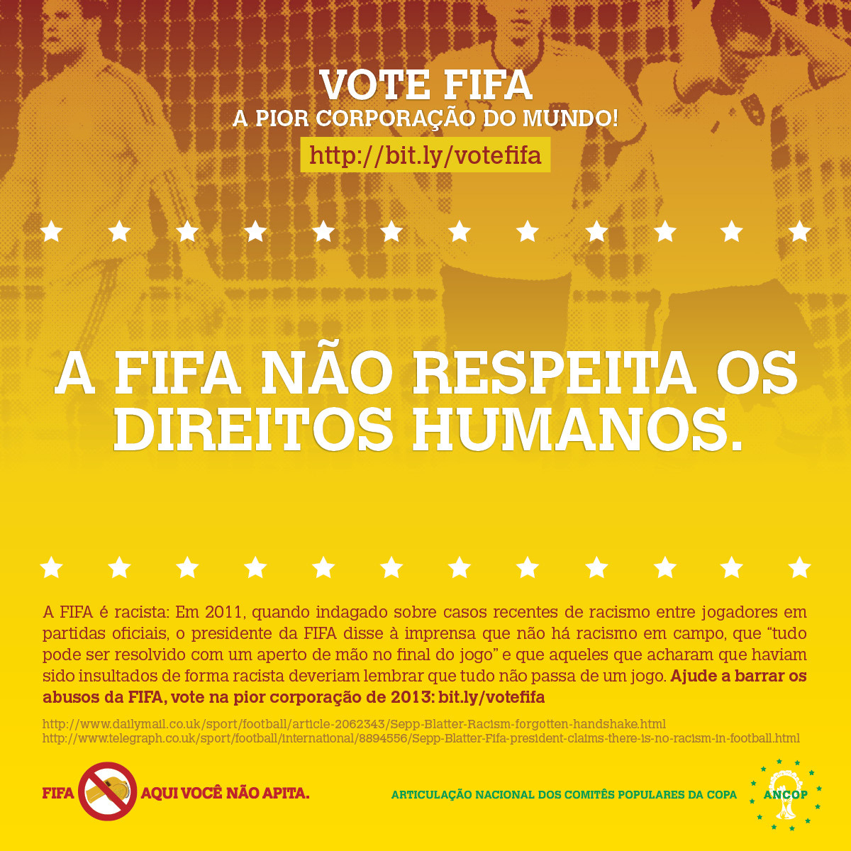 Contra o racismo nos esportes, VOTE: http://bit.ly/votefifa