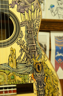 LOTR Illustrated Guitar by Vivian Xiao