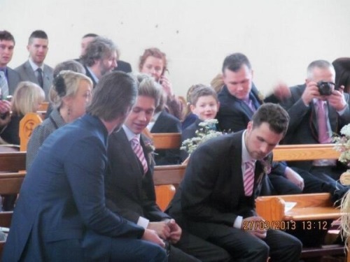backstreetioners:

Niall and Greg inside the church at Greg’s wedding today [27/03/13]