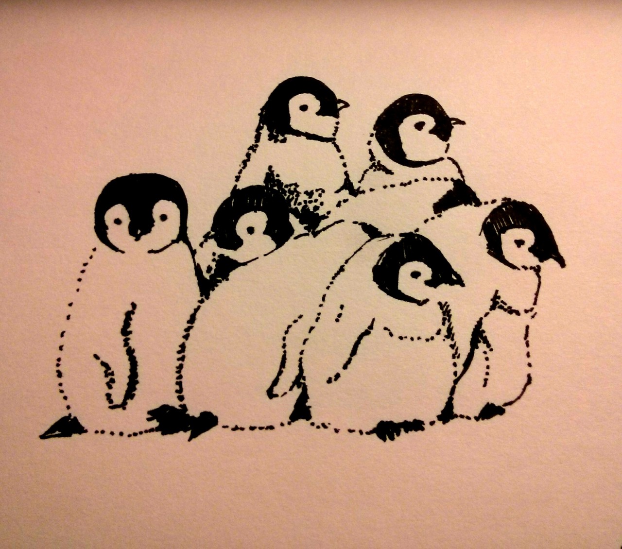 http://hazeyk.tumblr.com/post/73029040568/daily-draw-63-a-pile-of-baby-penguins