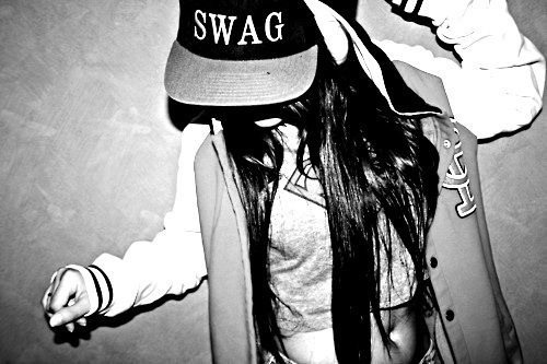 snapbackgirl swag  black and white street fashion superman cool beautiful hiphop girl cute