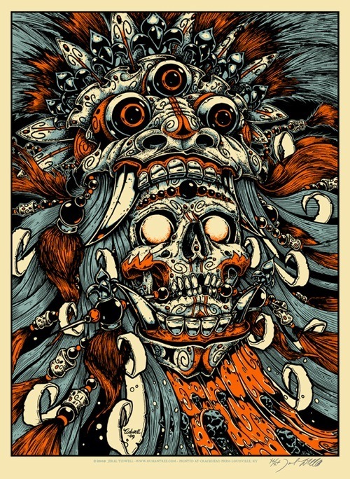  Bali Mask and Skull Art Print by Jeral Tidwell