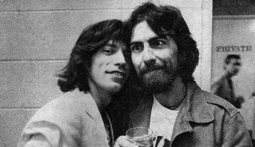 shimmertraps:  George Harrison and Mick Jagger