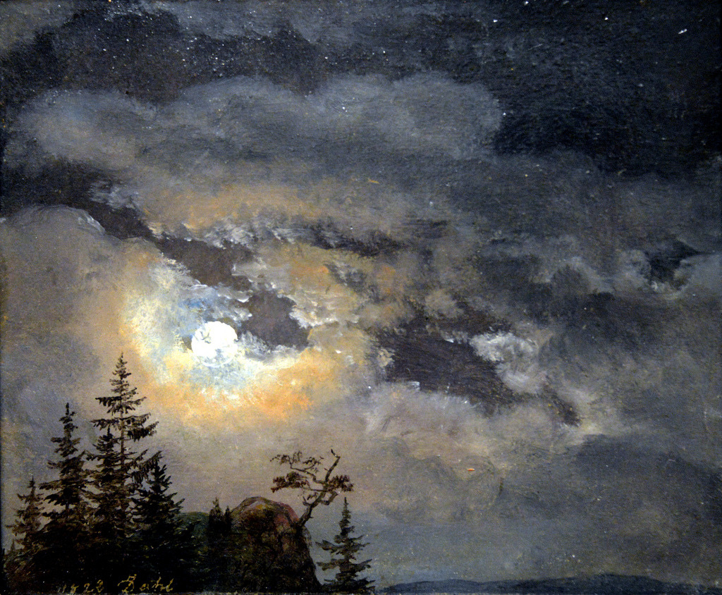 colourthysoul:

Johan-Christian-Clausen Dahl - A Cloud and Landscape Study by Moonlight (1822)