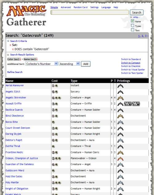Magic: the Gathering - PSAGatherer has now been updated to include the latest set, Dragon’s Maze.  Planning the rest of the evening sorting, searching and building new decks …Gatherer is the official Magic: The Gathering card database. It is part of the Wizards of the Coast’s magicthegathering.com website and was made available in September 2004.Gatherer Frequently Asked Questions - HERE.