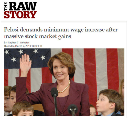 Raw Story - 'Pelosi demands minimum wage increase after massive stock market gains'