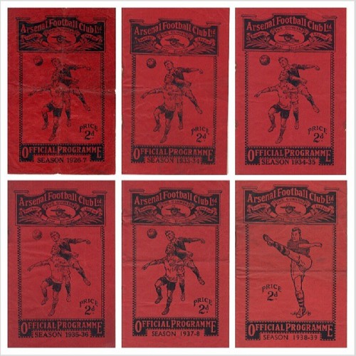 niteskolar:

Arsenal Football Club programs - 1926-27, 1933-34, 1934-35, 1935-36, 1937-38 and 1938-39. (Source: Doug Rogers) #Arsenal #Gunners #TBT
