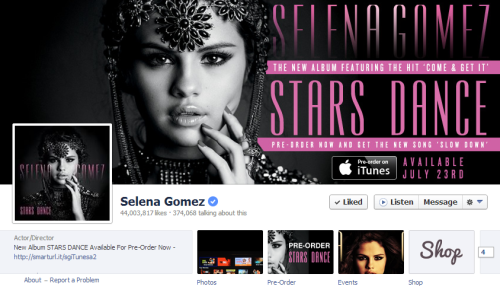 Congrats Selena on reaching 44 million likes on her official facebook page!