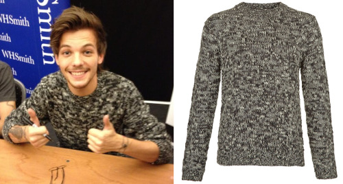 Louis wore this black and white jumper at the boy&#8217;s book signing in London yesterday (18th November 2013)
Topman - £42
