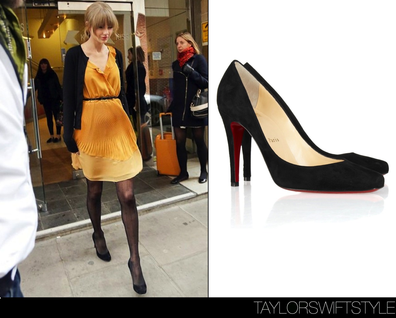 Leaving KISS 100 Radio studios | London, England | February 21, 2013Christian Louboutin &#8216;Particule Suede Pumps&#8217; - $742.35 (CAD)
