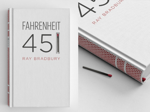 Fahrenheit 451 Book Cover With a Match and Striking Paper