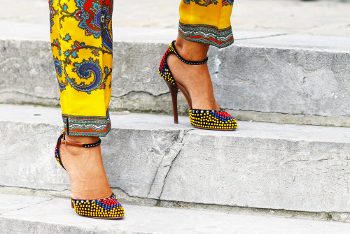 vibrant yellow shoes street style