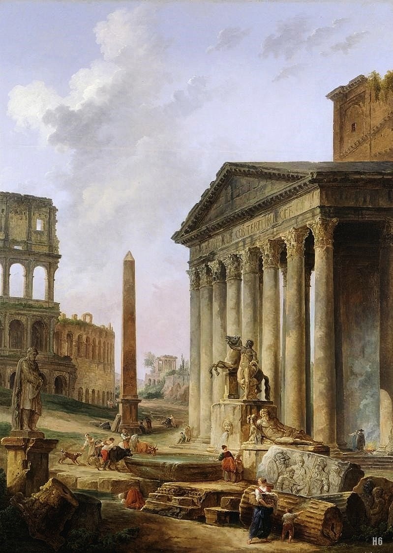 Imaginary View of Rome. 1786. Hubert Robert. French. 1733-1818. oil /canvas.
http://hadrian6.tumblr.com