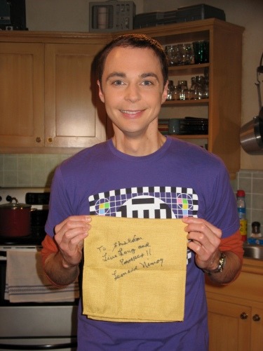 Sheldon and his Leonard Nimoy napkin