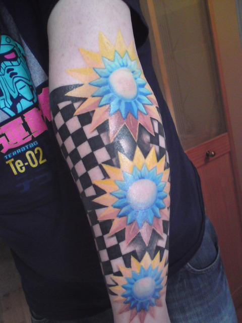 Halo &amp; Ska inspired lower sleeve. Artist: Tony at Dabs Tattoo, Birkdale