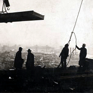 Reaching for the Out of Reach 58: Placing steel beams in a skyscraper, New York City, circa 1909. [ more from this project (nypl permalink) ]