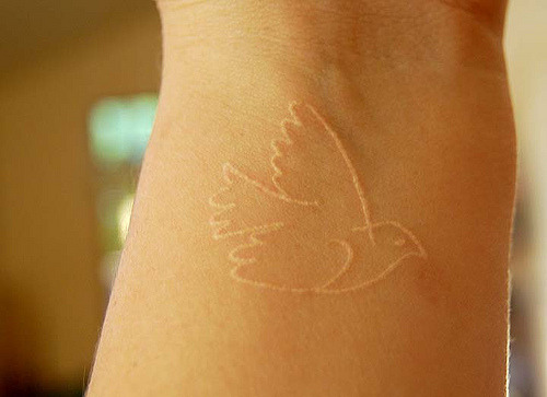 what a white ink tattoo looks