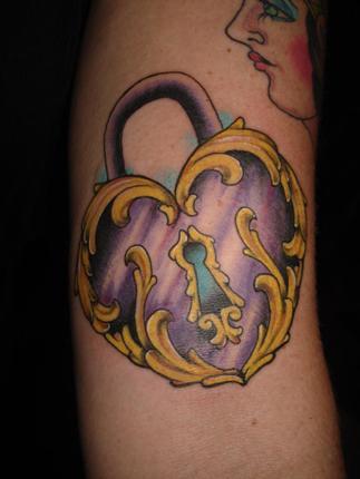 traditional heart locket tattoo forearm. Tattoo from the heart.