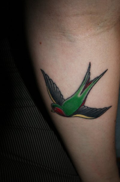 My swallow tattoo done by Ryan at Indigo Tattoo in Northwich England